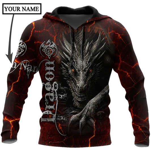 Dragon Red 3D Hoodie Shirt For Men And Women Custom Name