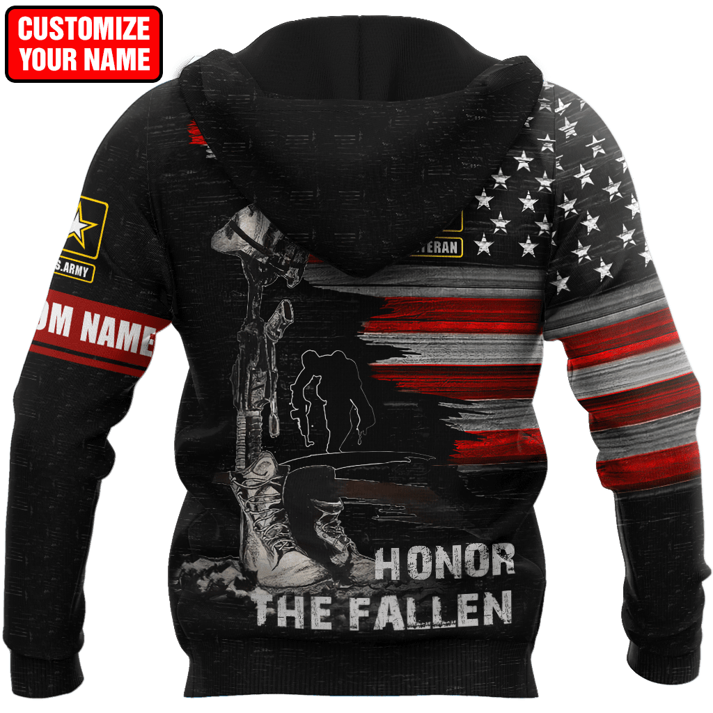 Honor the Fallen US Veteran Personalized Name 3D All Over Printed Hoodie