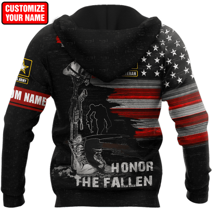 Honor the Fallen US Veteran Personalized Name 3D All Over Printed Hoodie
