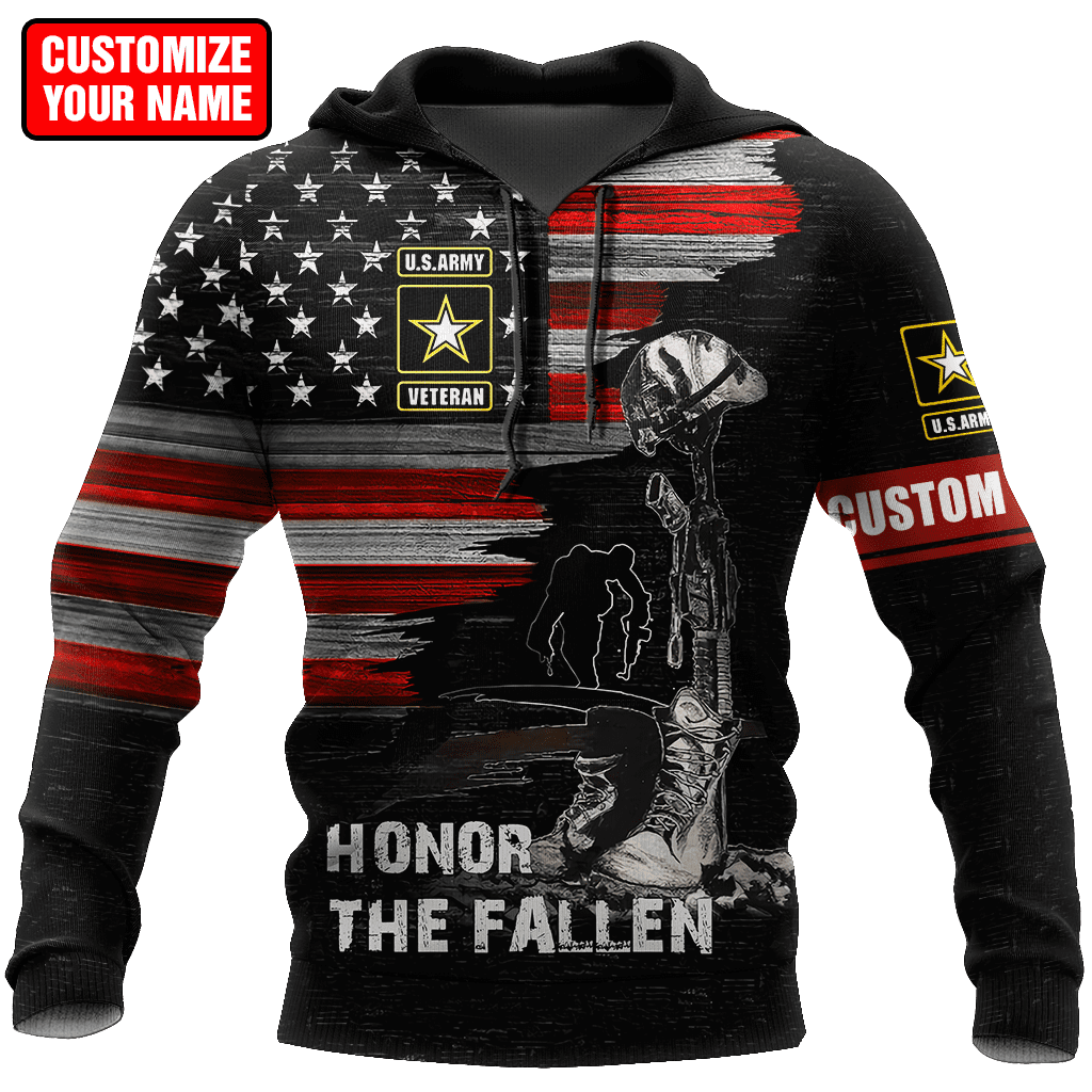 Honor the Fallen US Veteran Personalized Name 3D All Over Printed Hoodie
