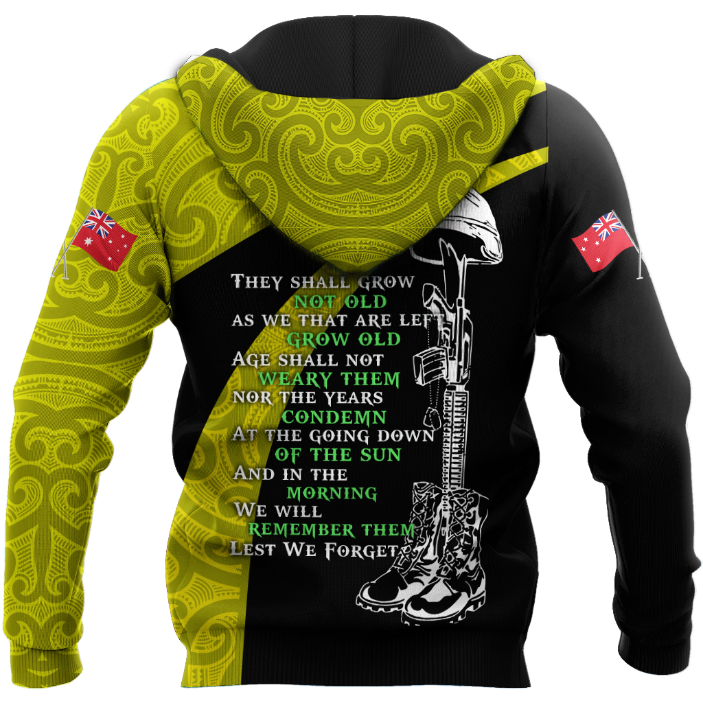 Tmarc Tee Anzac day the ode fern-wattle Australia and Kiwi yellow 3D print shirt