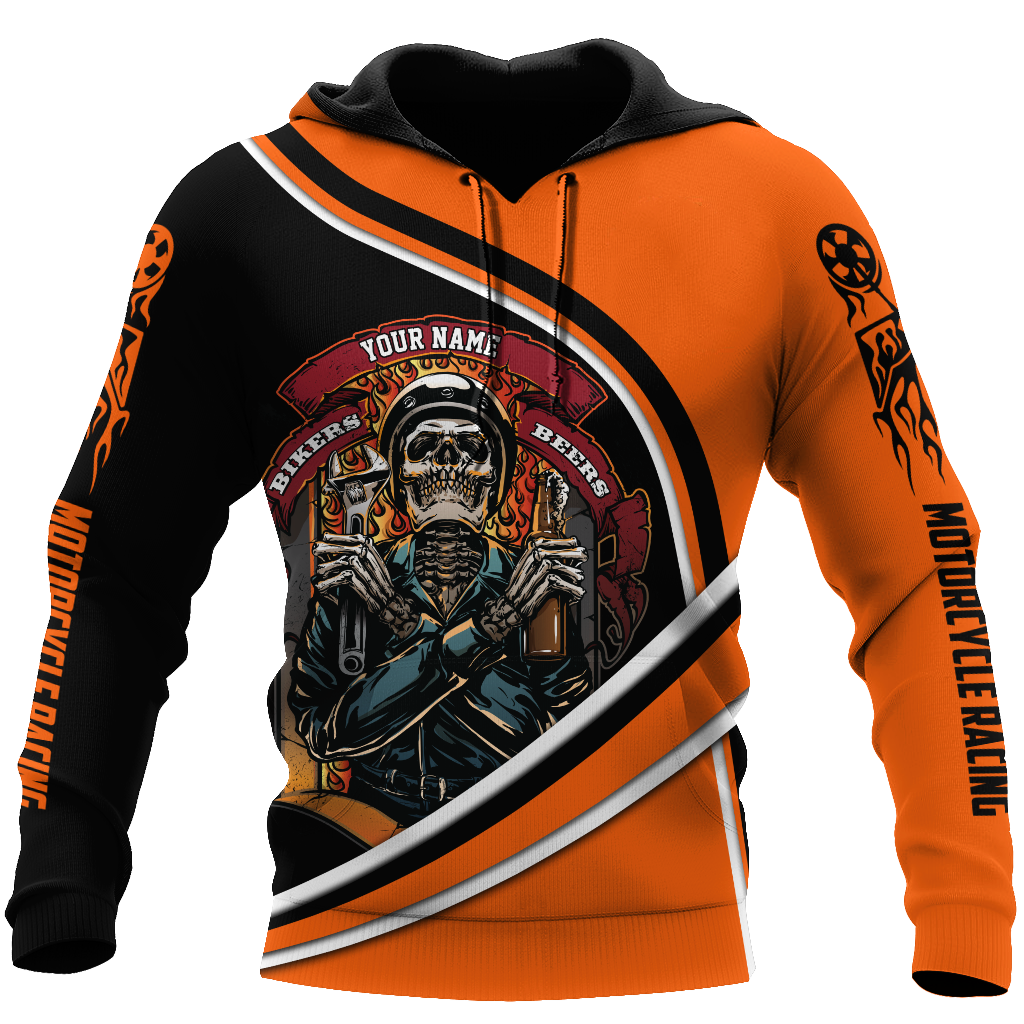 Personalized Name Motorcycle Racing 3D All Over Printed Unisex Shirts Bikers And Beer
