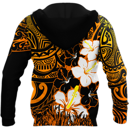 Amazing Polynesian Hibiscus And Tattoo Hawaii Style Unisex Deluxe Hoodie ML