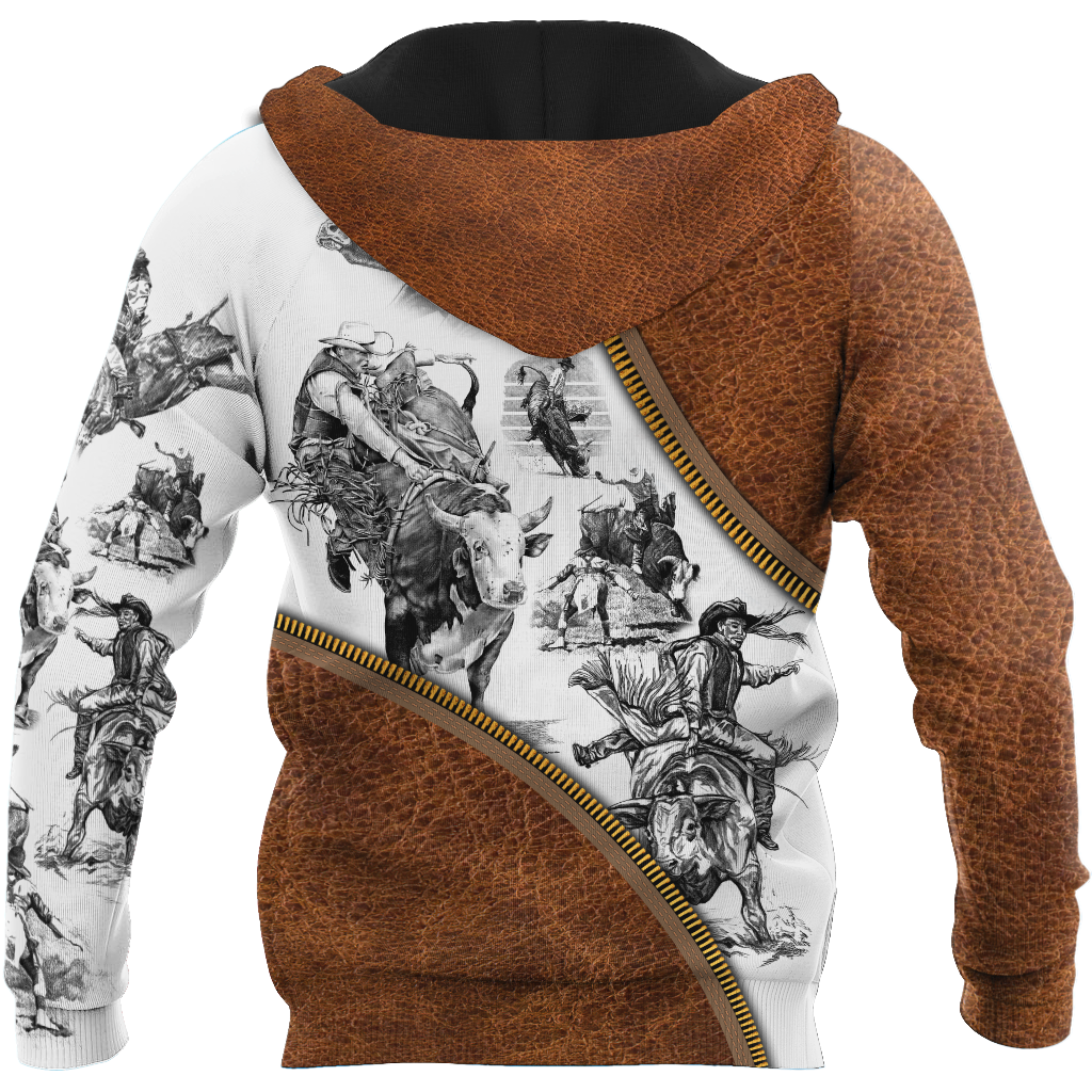 Personalized Name Bull Riding 3D All Over Printed Unisex Shirts Zipper