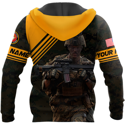 American US Marine Over Printed Unisex Deluxe Hoodie ML