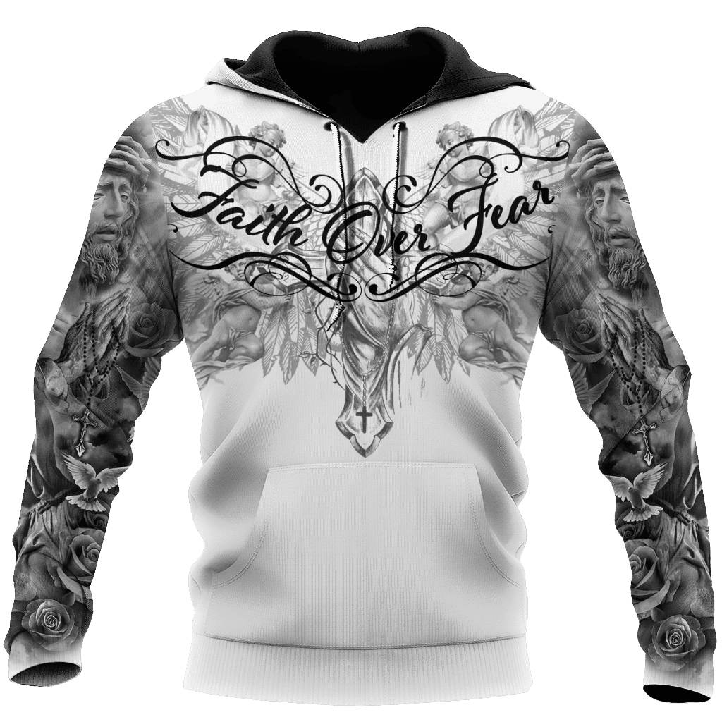 Jesus Christ Faith Over Fear 3D Printed Hoodie, T-Shirt for Men and Women