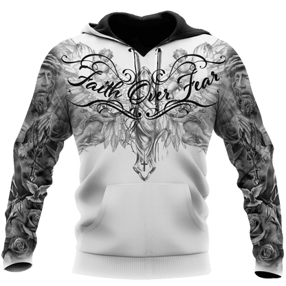 Jesus Christ Faith Over Fear 3D Printed Hoodie, T-Shirt for Men and Women