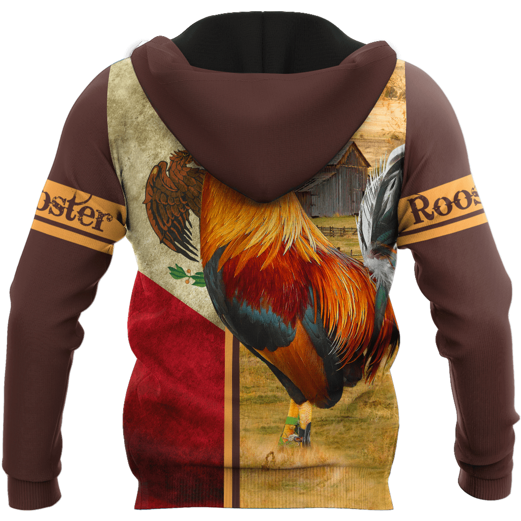 Rooster Mexico 3D All Over Printed Hoodie