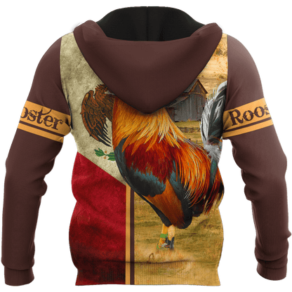 Rooster Mexico 3D All Over Printed Hoodie