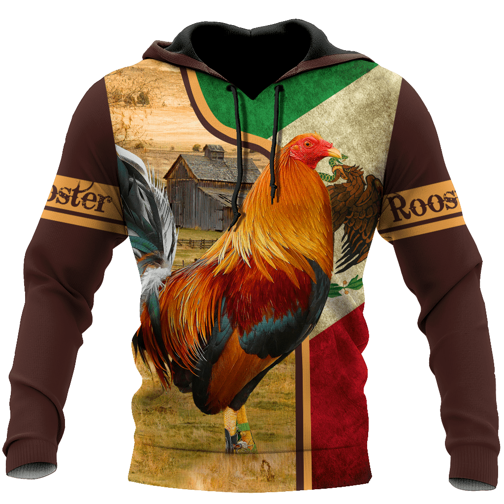 Rooster Mexico 3D All Over Printed Hoodie