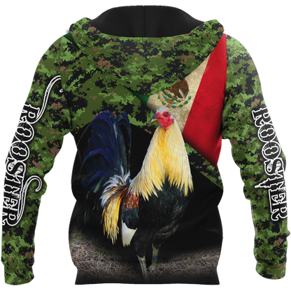 Rooster Mexico 3D All Over Printed Hoodie