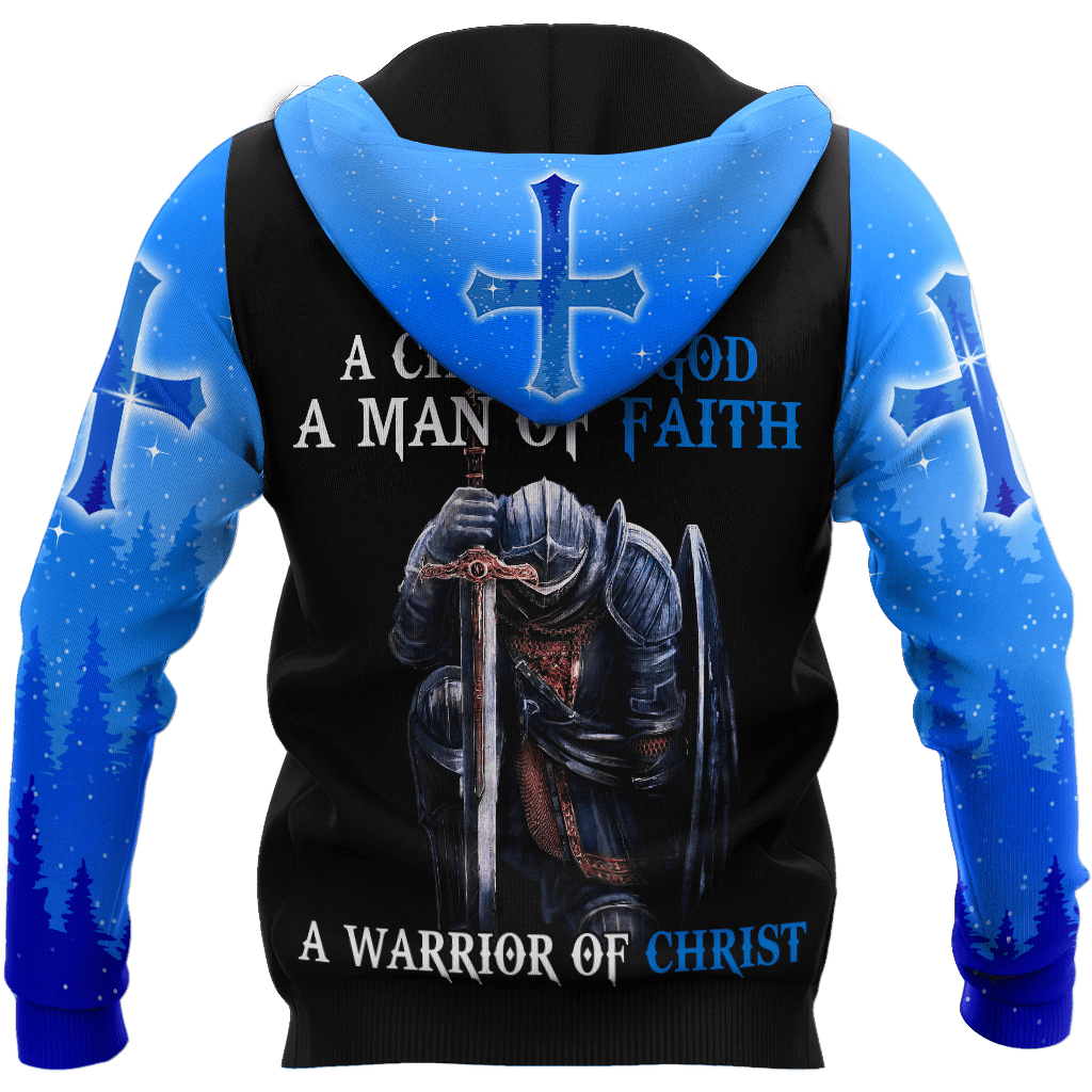 Jesus Christ Lion Blue Cross Child of God Man of Faith Warrior of Christ 3D Printed Hoodie, T-Shirt for Men and Women
