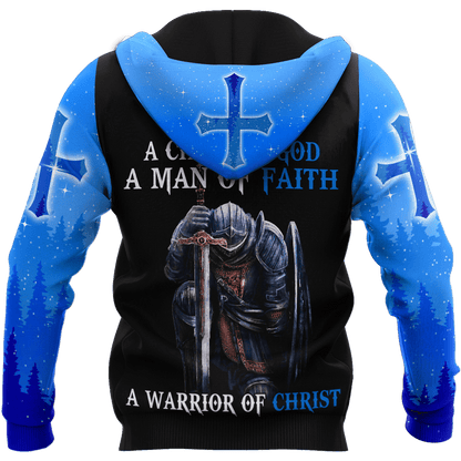 Jesus Christ Lion Blue Cross Child of God Man of Faith Warrior of Christ 3D Printed Hoodie, T-Shirt for Men and Women