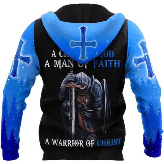 Jesus Christ Lion Blue Cross Child of God Man of Faith Warrior of Christ 3D Printed Hoodie, T-Shirt for Men and Women