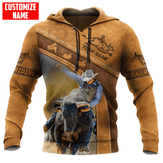 Tmarc Tee Personalized Name Bull Riding 3D All Over Printed Unisex Shirts Brown Bull Ver 2