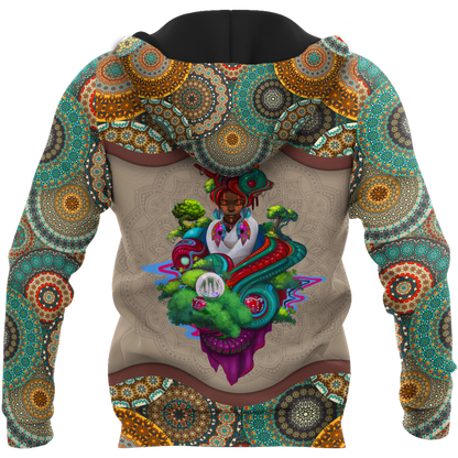 African Girl Pattern Unisex Deluxe Hoodie ML