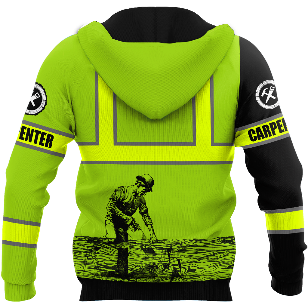Personalized Name Carpenter 3D All Over Printed Unisex Shirts Green Neon