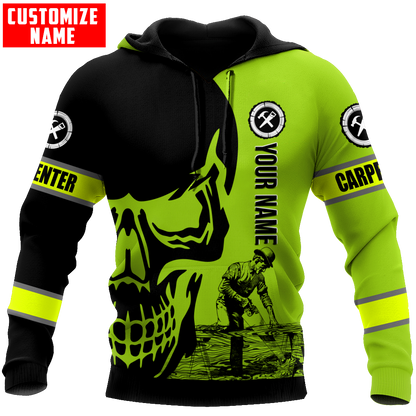Personalized Name Carpenter 3D All Over Printed Unisex Shirts Green Neon