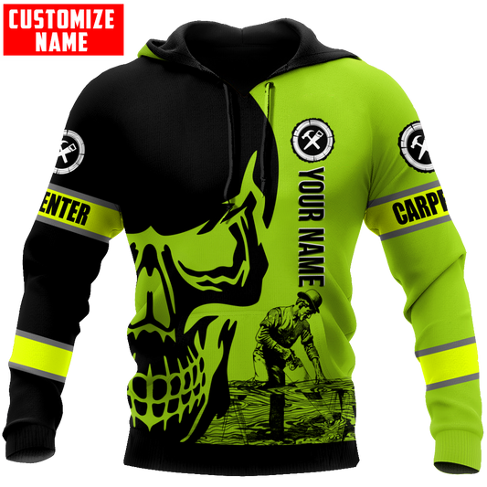 Personalized Name Carpenter 3D All Over Printed Unisex Shirts Green Neon