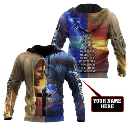 Premium Christian Jesus Lion Easter Personalized Name 3D All Over Printed Unisex Shirts