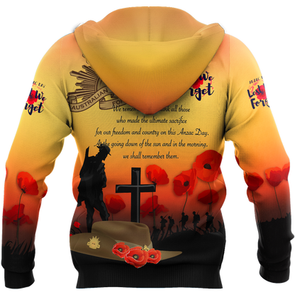 Premium Anzac Day Lest We Forget Poppy 3D Printed Unisex Shirts TN