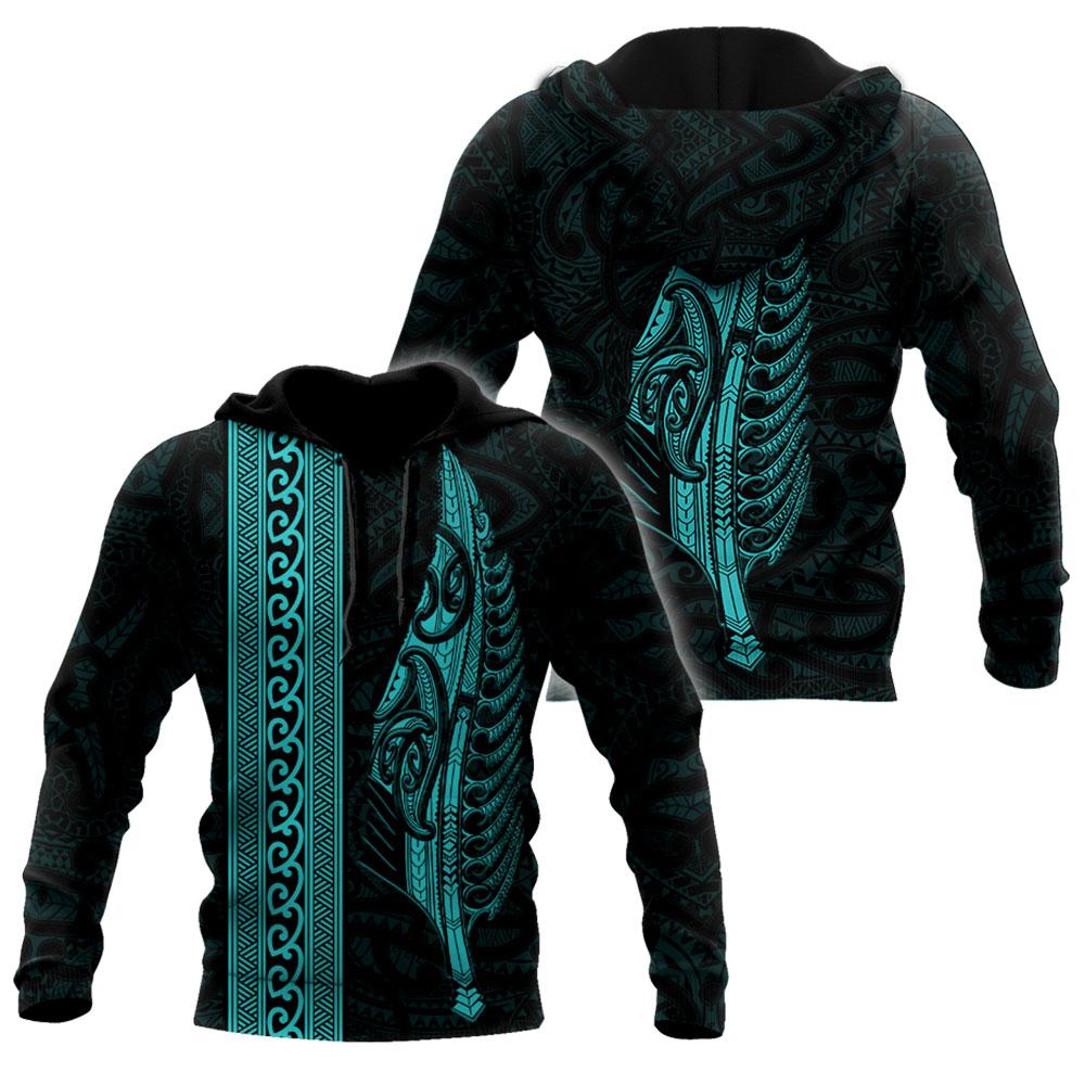 Maori Silver Fern Turquoise 3D Printed Unisex Shirts