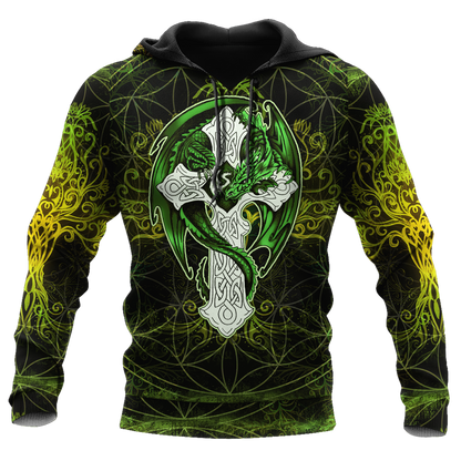 Celtic Dragon Cross Irish Saint Patrick's Day 3D All Over Printed Unisex Shirts TN