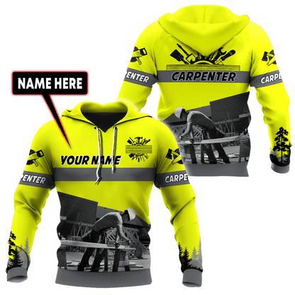 Personalized Name Carpenter 3D All Over Printed Unisex Shirts Yellow