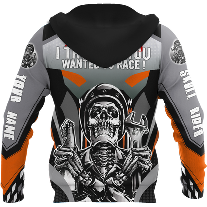 Customize Name Motorcycle Racing 3D All Over Printed Unisex Shirts Skull Rider