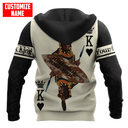 African Culture Black King Zulu Unisex Hoodie ML Personalize Name