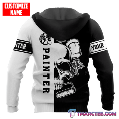 Tmarc Tee Personalized Name Painter 3D All Over Printed Unisex Shirts Skull