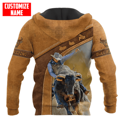 Tmarc Tee Personalized Name Bull Riding 3D All Over Printed Unisex Shirts Brown Bull Ver 2