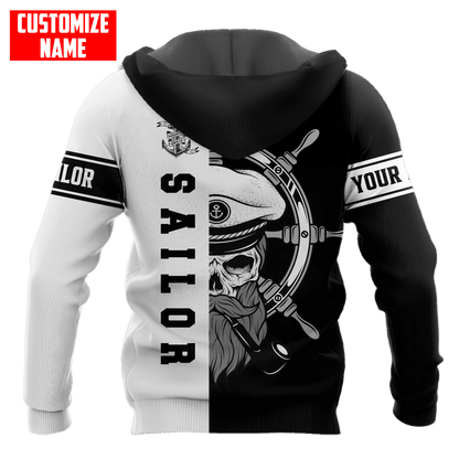 Skull Sailor on the Helm Custom name 3D printed shirts