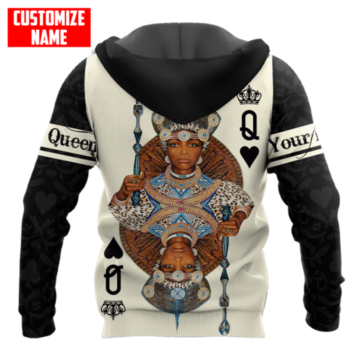 African Culture Black Queen Zulu Unisex Hoodie ML Personalize Name
