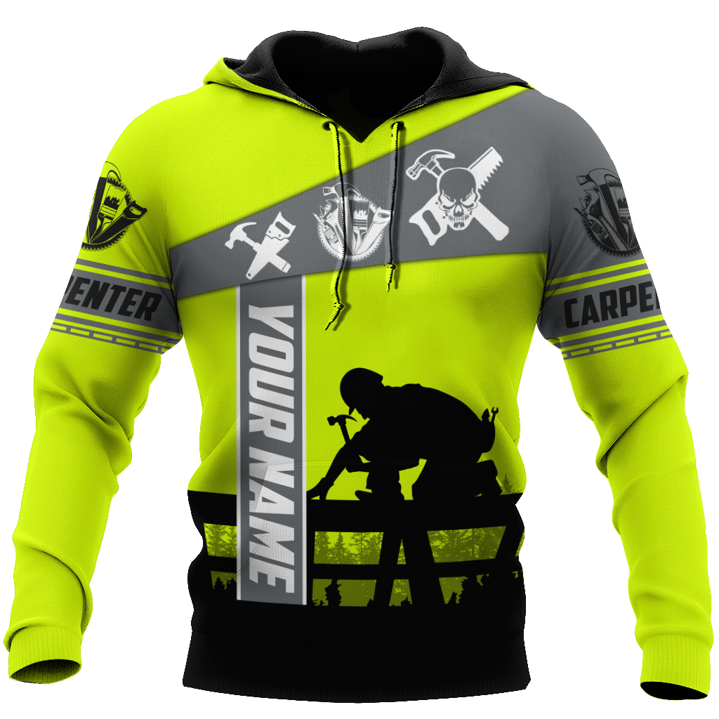 Personalized Name Carpenter 3D All Over Printed Unisex Shirts Green Neon Ver 2