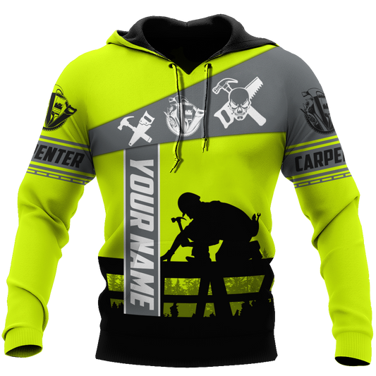 Personalized Name Carpenter 3D All Over Printed Unisex Shirts Green Neon Ver 2