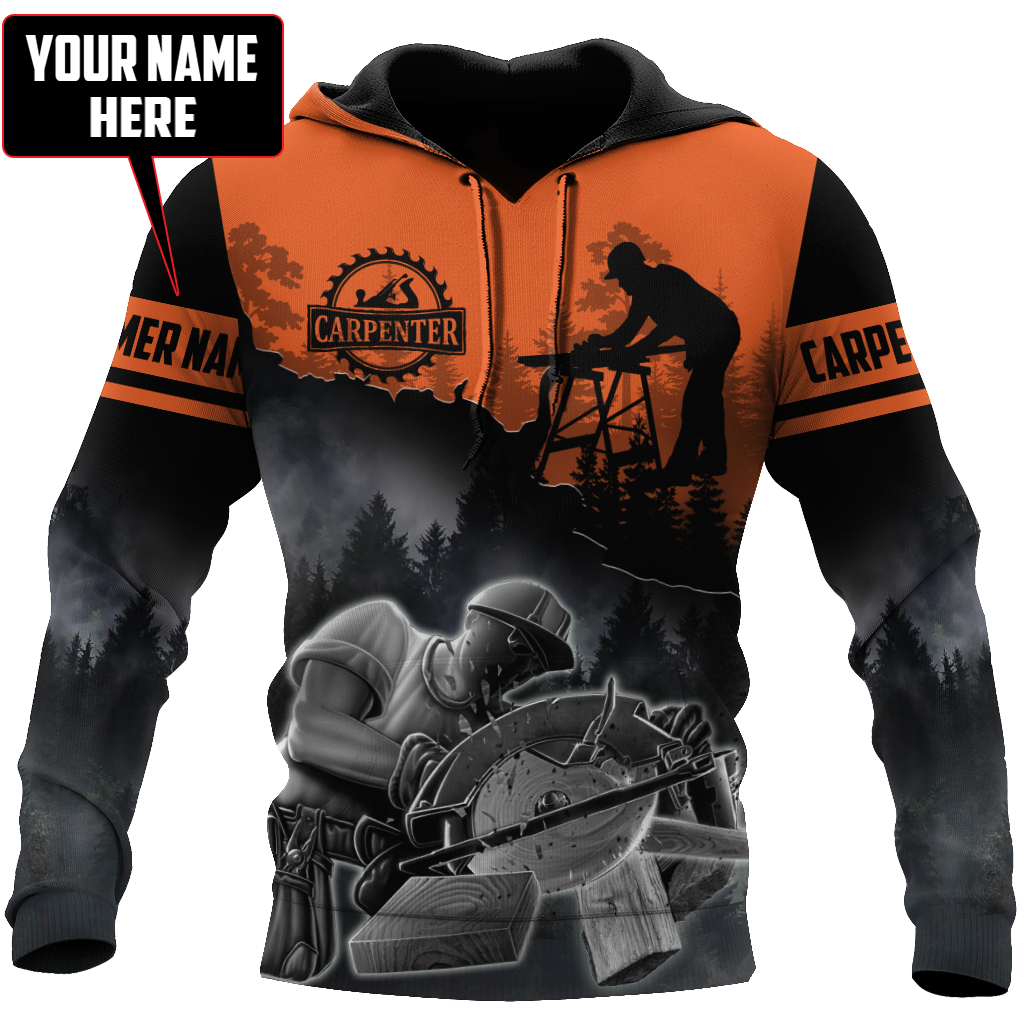 Personalized Name Carpenter 3D All Over Printed Unisex Shirts Orange Ver 2