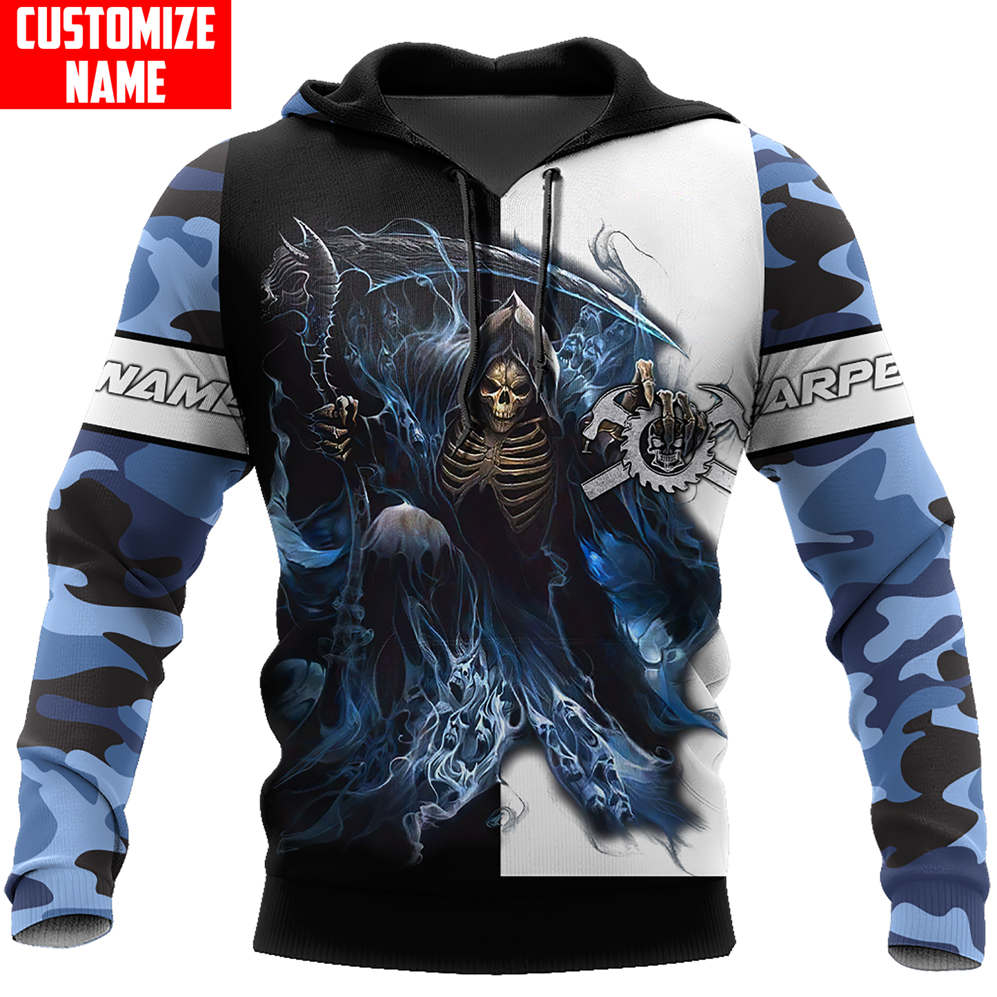 Personalized Name Carpenter 3D All Over Printed Unisex Blue Camo