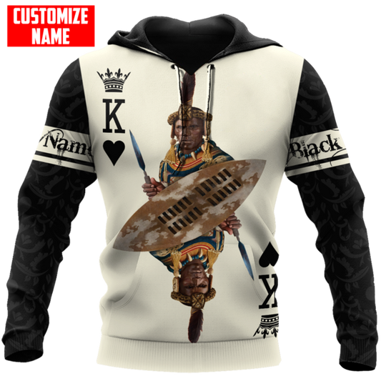 African Culture Black King Zulu Unisex Hoodie ML Personalize Name