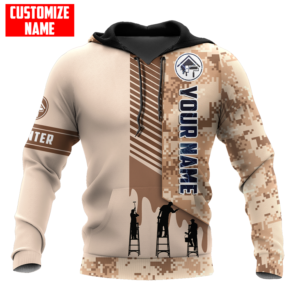 Tmarc Tee Personalized Name Painter 3D Printed Combo Hoodie + Sweatpants Brown Camo