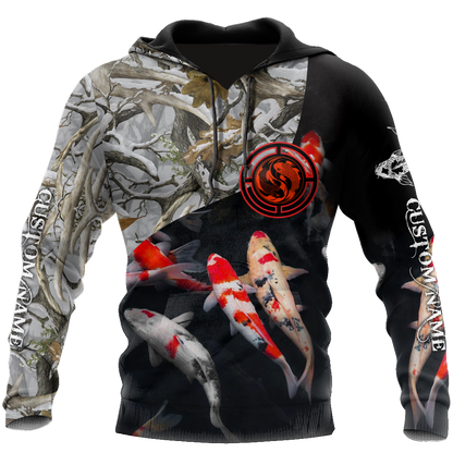 Custom name Koi fish underwater 3D Design print shirts