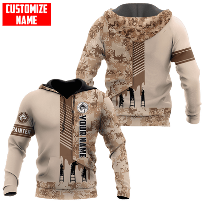 Tmarc Tee Personalized Name Painter 3D All Over Printed Unisex Shirts Brown Camo