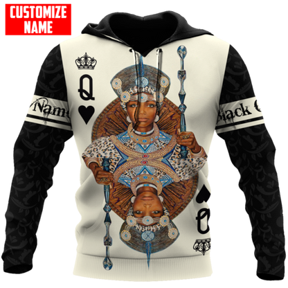 African Culture Black Queen Zulu Unisex Hoodie ML Personalize Name