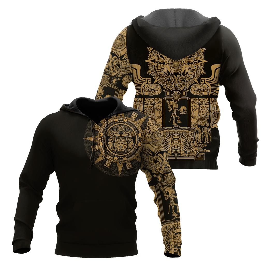 Aztec Mexican Yellow 3D All Over Printed Unisex Shirts no2