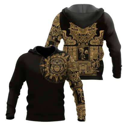 Aztec Mexican Yellow 3D All Over Printed Unisex Hoodie no2