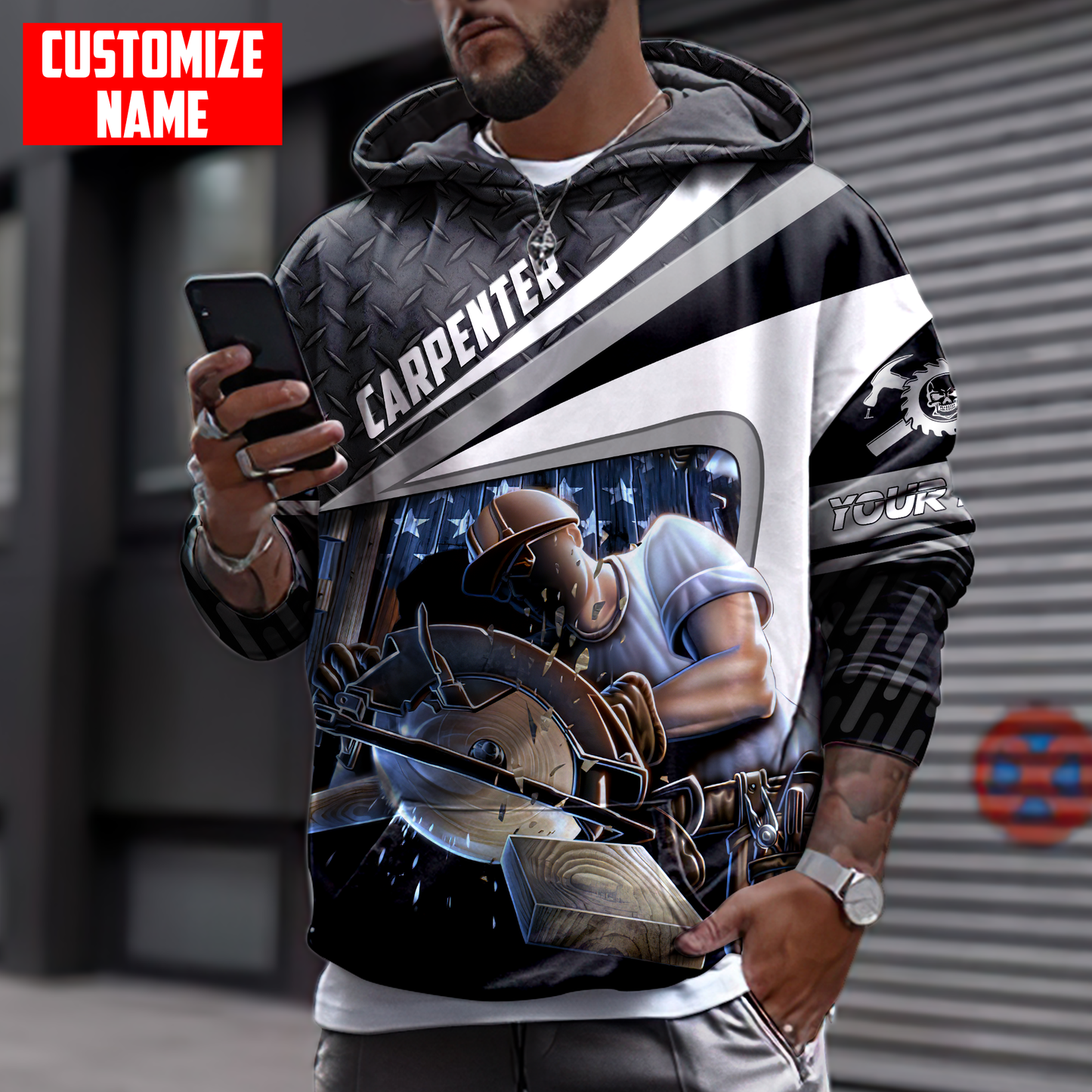 Personalized Name Carpenter 3D All Over Printed Unisex Shirts Metal Pattern Ver6