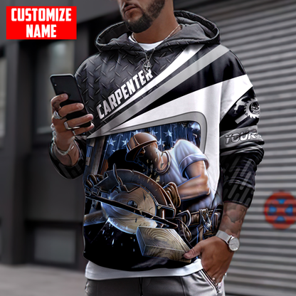 Personalized Name Carpenter 3D All Over Printed Unisex Shirts Metal Pattern Ver6