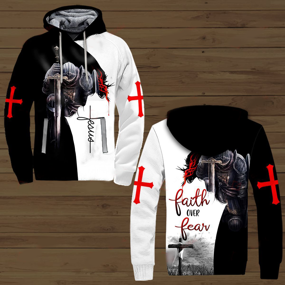 Faith Over Fear Knight Jesus Christ 3D All Over Printed Shirts