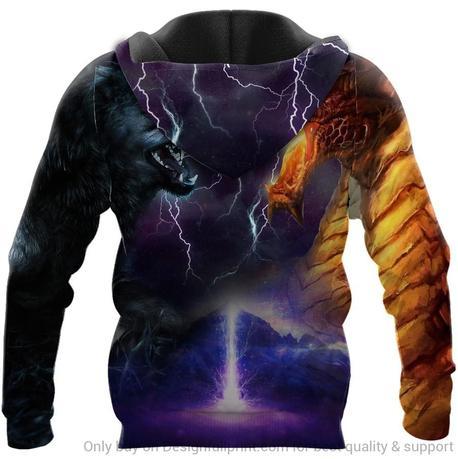 Premium Wolf n Dragon Personalized Name 3D All Over Printed Unisex Shirts