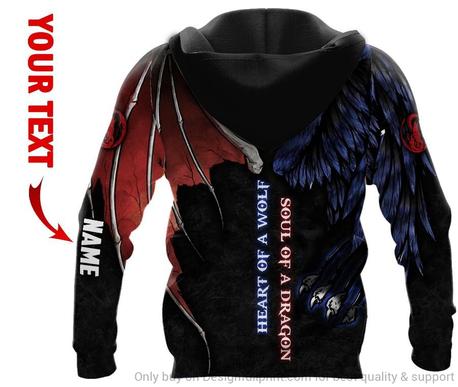 Premium Wolf n Dragon Personalized Name 3D All Over Printed Unisex Shirts